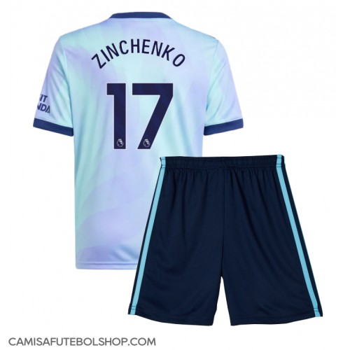 Camisa de time de futebol Arsenal Oleksandr Zinchenko #17 Replicas 3º Equipamento Infantil 2024-25 Manga Curta (+ Calças curtas)